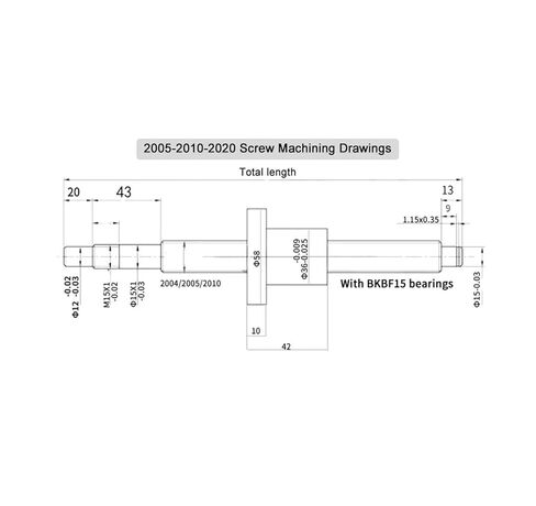 20mm SFU2005 Ball Screw nut, 100-1450mm with BKBF15 end Machining, Ball Screw nut, Bracket, and Coupling(150mm) in Saudi Arabia