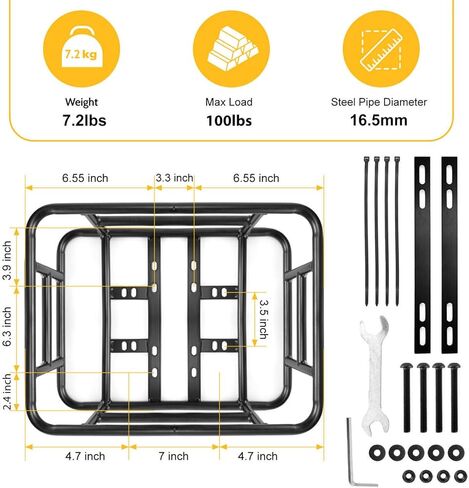 سلة دراجة خلفية مع شبكة شحن وغطاء مقاوم للماء، سلة دراجة فولاذية ذات سعة كبيرة للدراجة الكهربائية، دراجة كهربائية in Kuwait