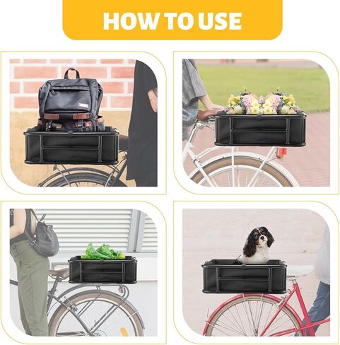 سلة دراجة خلفية مع شبكة شحن وغطاء مقاوم للماء، سلة دراجة فولاذية ذات سعة كبيرة للدراجة الكهربائية، دراجة كهربائية in Kuwait