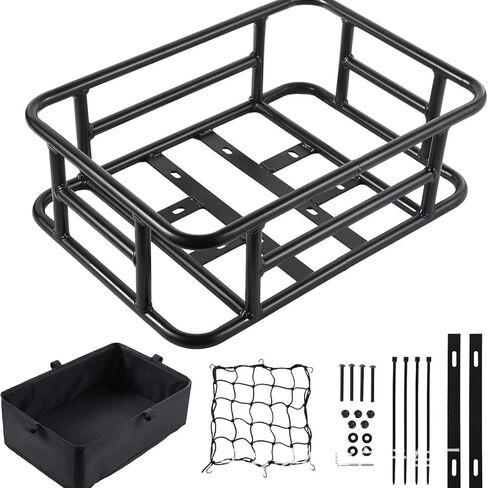 سلة دراجة خلفية مع شبكة شحن وغطاء مقاوم للماء، سلة دراجة فولاذية ذات سعة كبيرة للدراجة الكهربائية، دراجة كهربائية in Kuwait