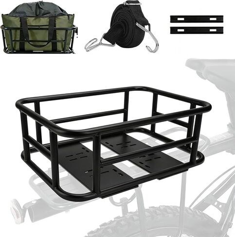Rear Bike Basket - Bicycle Rear Basket with Waterproof Storage Bag, Heavy Duty Bike Baskets Rear Large Capacity for Most Mounted Bikes and E-Bike Perfect for Grocery Hauls Commuting in Kuwait