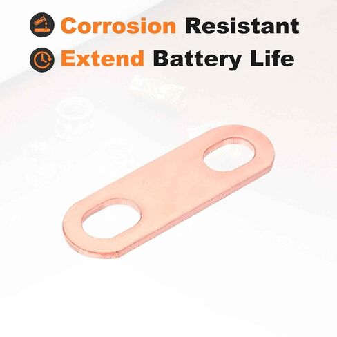 MECCANIXITY Bus Bar Connector 5Pcs Pitch Row 0.7"(17.5mm) Red Copper Flat Bus Bar Nickel-Plated for LiFePO4 Cells Lithium Battery Busbar Connector, Red Copper in Saudi Arabia