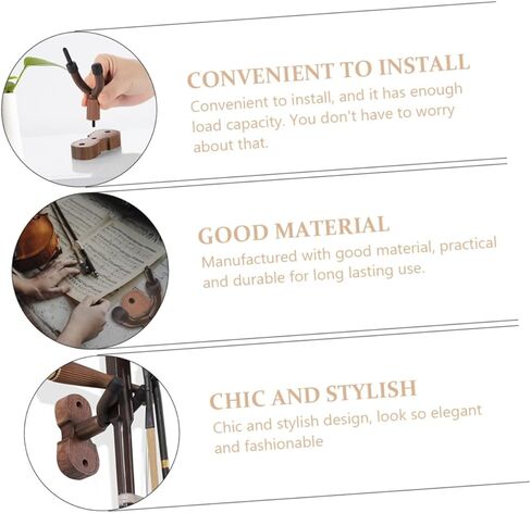 VICASKY Violin Wall Hook Walnut Instrument Hanging Hook for Violin and Erhu Wall Mounted Rack Compact Space Saving Design Durable and Practical for Home Studio in Saudi Arabia