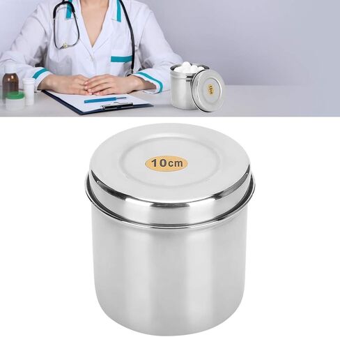 Cotton Ball Container, 10x10x10cm/3.9x3.9x3.9in Cotton Ball Jar Stainless Steel Pads Swabs Holder Organizer Canister for Home Hospital in Saudi Arabia