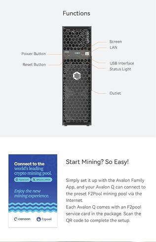 المخزون الأمريكي بدون تعريفات Canaan Avalon Q 90TH/s 1674W Bitcoin Miner 18.6J/TH ASIC Miner، سلك طاقة أصلي 110V-240V متضمن تعدين منزلي هادئ، شحن خلال يوم عمل in Kuwait