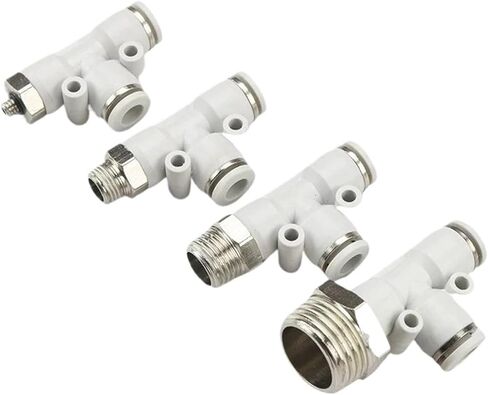 PB PD PX M5 1/8" 1/4" 3/8" 1/2" BSPT ذكر - 4 مم OD أنبوب T 3 طرق دفع هوائي لتوصيل ضاغط التحرير السريع (PD,4MM_3/8") in Kuwait