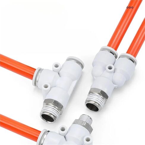 PB PD PX M5 1/8" 1/4" 3/8" 1/2" BSPT ذكر - 8 مم OD أنبوب T 3 طرق دفع هوائي لتوصيل ضاغط التحرير السريع (PX، 8MM_1/2") in Kuwait