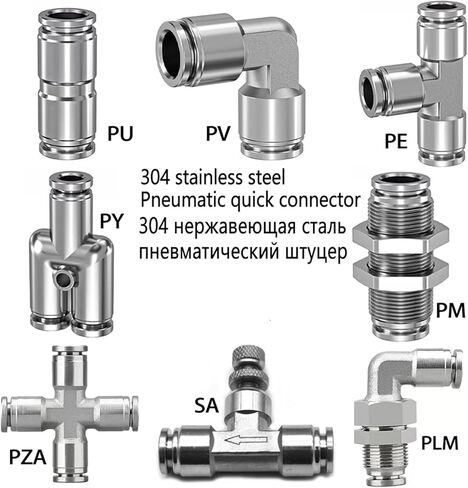 304 Stainless Steel Pneumatic Quick Coupling Air Hose 12mm Metal High-Pressure BKC PU PV PE PY SA PM PZA PLM(PE) in Saudi Arabia