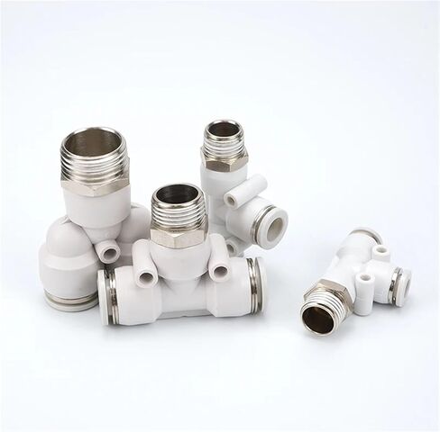 PB PD PX M5 1/8" 1/4" 3/8" 1/2" BSPT ذكر - 12 مم OD أنبوب T 3 طرق دفع هوائي لتوصيل ضاغط التحرير السريع (PX، 12_M5) in Kuwait