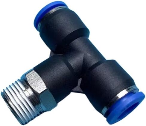 تي شيرت 3 طرق 1/8 بوصة 1/4 بوصة 3/8 بوصة 1/2 بوصة ذكر 8 مم أنبوب نحاسي هوائي دفع في توصيل الهواء المناسب إطلاق سريع (BSPT، 8MM_1/2 بوصة) in Kuwait