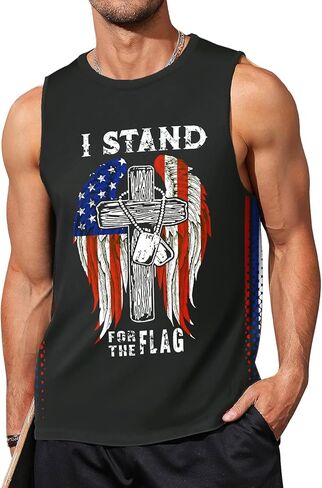 Aobute Mens 4th of July Tank Top Top Pretical American Flag Sirl Sirt in Kuwait