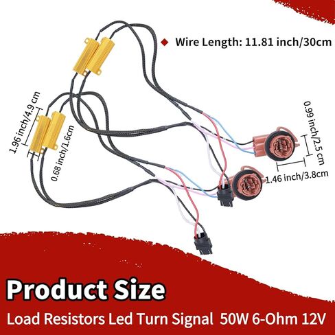 2 حزمة 3157 4157 مقاومات تحميل مقاومات LED LED إشارة الانعطاف، 50 وات 6 أوم 3157 مقاوم تحميل التوصيل والتشغيل LED مقاوم فلاش مفرط لإشارات الانعطاف LED 3157a Hyper Flash Fix in Kuwait