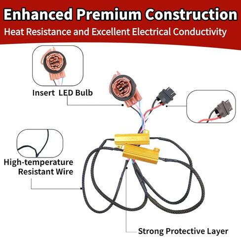 2 حزمة 3157 4157 مقاومات تحميل مقاومات LED LED إشارة الانعطاف، 50 وات 6 أوم 3157 مقاوم تحميل التوصيل والتشغيل LED مقاوم فلاش مفرط لإشارات الانعطاف LED 3157a Hyper Flash Fix in Kuwait