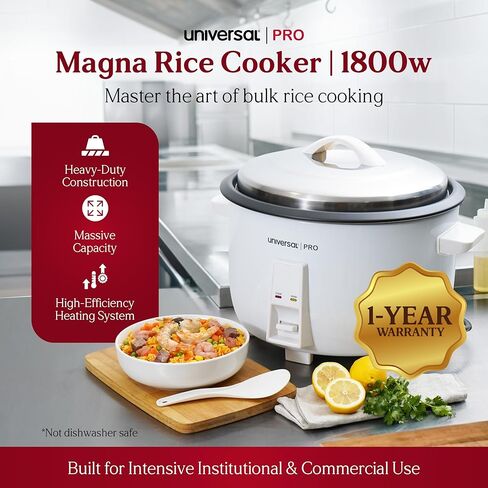 Universal PRO Magna Commercial Rice Cooker, 35 Cups Uncooked and 70 Cups Cooked Rice, 5.9QT Large Rice Maker with Nonstick Inner Pot, One Touch Operation, Auto Keep Warm, Electric Rice Cooker for Restaurants, Catering, and Hotels, Easy to Clean in Saudi Arabia