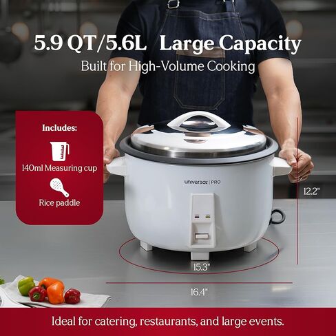 Universal PRO Magna Commercial Rice Cooker, 35 Cups Uncooked and 70 Cups Cooked Rice, 5.9QT Large Rice Maker with Nonstick Inner Pot, One Touch Operation, Auto Keep Warm, Electric Rice Cooker for Restaurants, Catering, and Hotels, Easy to Clean in Saudi Arabia