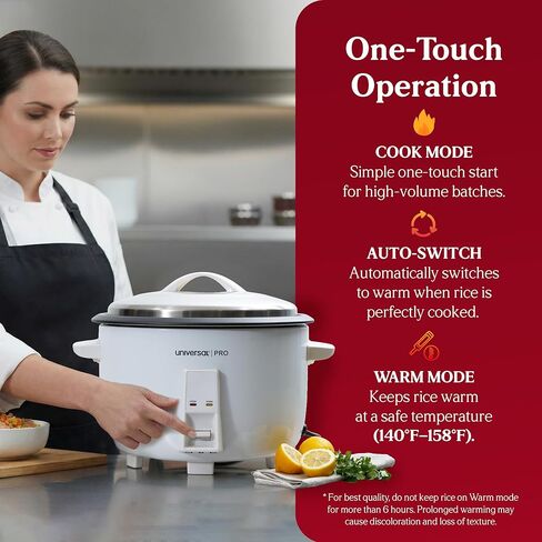 Universal PRO Magna Commercial Rice Cooker, 35 Cups Uncooked and 70 Cups Cooked Rice, 5.9QT Large Rice Maker with Nonstick Inner Pot, One Touch Operation, Auto Keep Warm, Electric Rice Cooker for Restaurants, Catering, and Hotels, Easy to Clean in Saudi Arabia