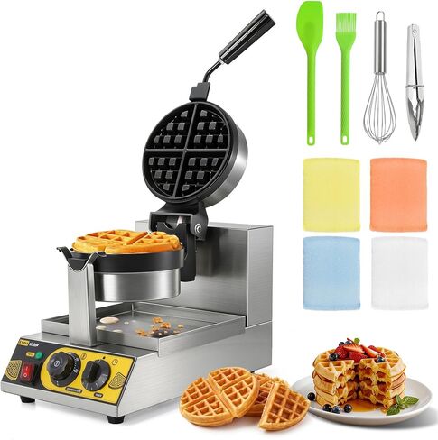 Dyna-Living Commercial Waffle Maker Belgian Waffle Iron for Restaurant, 1200W Flip Professional Waffle Maker Non-Stick Electric Restaurant Waffles Machine for Bakery Snack, 122℉-572℉ Temp Adjustable in Saudi Arabia