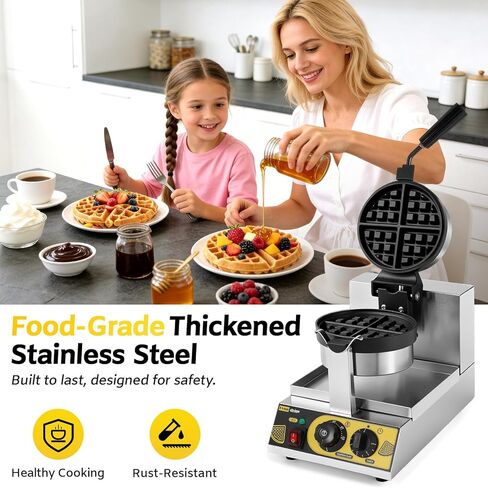 Dyna-Living Commercial Waffle Maker Belgian Waffle Iron for Restaurant, 1200W Flip Professional Waffle Maker Non-Stick Electric Restaurant Waffles Machine for Bakery Snack, 122℉-572℉ Temp Adjustable in Saudi Arabia