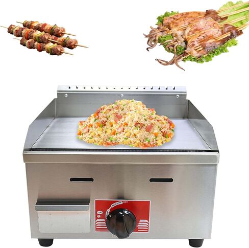 2800Pa LPG Gas Grill Griddle, 14.2"X11.8" Countertop Flat Top Grill for Teppanyaki, BBQ, Rapid-heating Commercial Gas Griddle with Oil Collection Box and Temperature Control Knob in Saudi Arabia