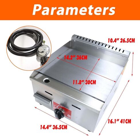 2800Pa LPG Gas Grill Griddle, 14.2"X11.8" Countertop Flat Top Grill for Teppanyaki, BBQ, Rapid-heating Commercial Gas Griddle with Oil Collection Box and Temperature Control Knob in Saudi Arabia