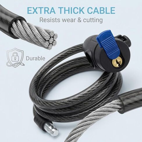 Bike Cable Lock - 3FT Heavy Duty Bicycle Lock with 2 Keys, Weatherproof Anti-Theft Security Cable for Motorcycle, Scooter, Ebike in Saudi Arabia
