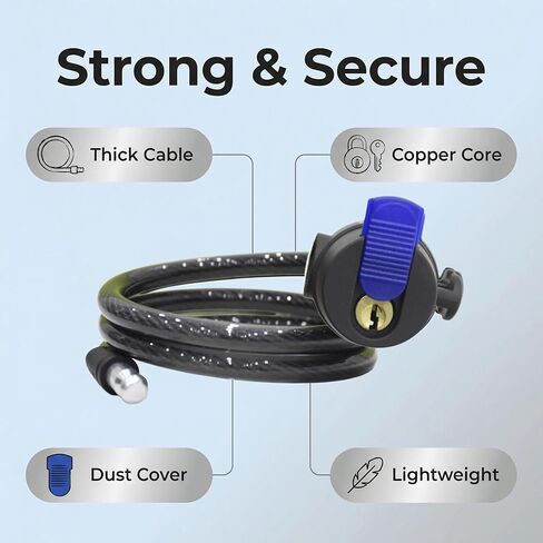 Bike Cable Lock - 3FT Heavy Duty Bicycle Lock with 2 Keys, Weatherproof Anti-Theft Security Cable for Motorcycle, Scooter, Ebike in Saudi Arabia