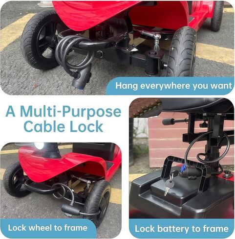 Bike Cable Lock - 3FT Heavy Duty Bicycle Lock with 2 Keys, Weatherproof Anti-Theft Security Cable for Motorcycle, Scooter, Ebike in Saudi Arabia