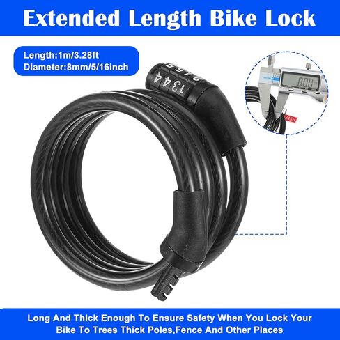 8 Pcs Bike Lock Cable with Combination, 3.28 FT Vinyl Covered Preset Bicycle Lock, 4 Digit Anti Theft Cable for Scooter, Gate, Sports Equipment in Saudi Arabia