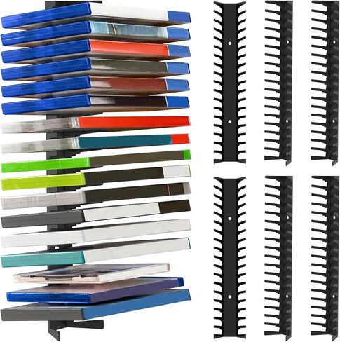 6 Pack Video Game Storage Wall Mount, Heavy Duty Metal Game Case Holder, Holds Up to 108 Disc Boxes, Wall Mounted Game Organizer Display Stand Tower for PS, Xbox, DVD, Switch Game Case, CD (Black) in Kuwait