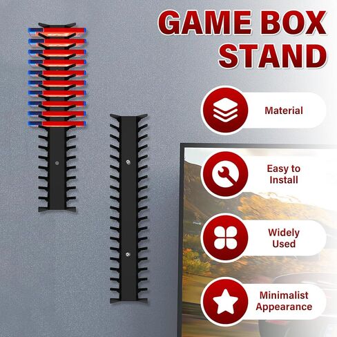 6 Pack Video Game Storage Wall Mount, Heavy Duty Metal Game Case Holder, Holds Up to 108 Disc Boxes, Wall Mounted Game Organizer Display Stand Tower for PS, Xbox, DVD, Switch Game Case, CD (Black) in Kuwait