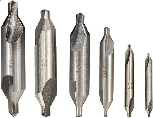 6Pcs HSS Combined Center Drill Bit Set 1.0-5mm, 60° Countersink Center Drills For Metal Lathe Spotting & Positioning Drilling(6pcs 1.0-5.0mm) in Saudi Arabia