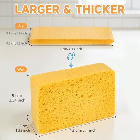 8-Count Pop Up Cellulose Sponges | Non-Scratch Eco-Friendly Kitchen Sponges for Dishes, Bathroom, Cars | Tear-Resistant Natural Scrub Sponges | Biodegradable Compostable Cellulose in Saudi Arabia