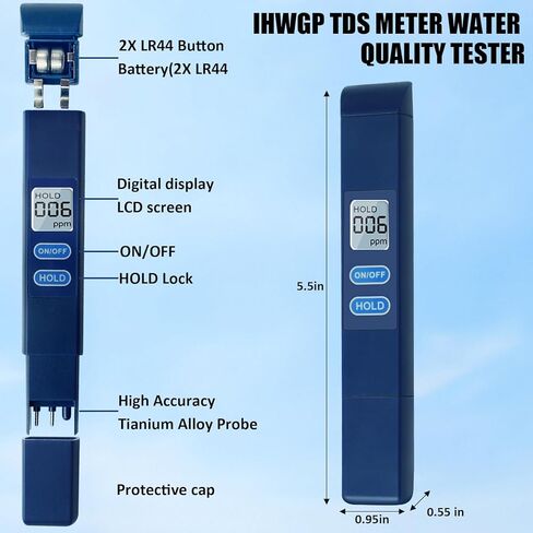 TDS Meter Digital Water Tester,Water Quality Tester,Water Tester for Drinking Water,Accurate and Reliable - 0-9990 PPM - Ideal for Household,Hydroponic,Aquarium,Blue,1Pack in Saudi Arabia