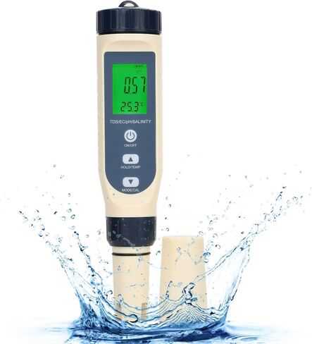 diymore All-New 2026 Salinity Tester Pool Salt Tester for 5-in-1 PH Tester,Temperature,EC TDS Meter for Pools,Hot Tubs,Aquariums and Drinking Water High Accuracy Easy Calibration(no Battery in Saudi Arabia