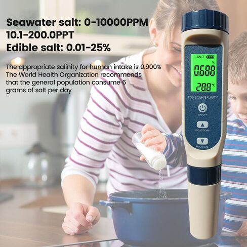 diymore All-New 2026 Salinity Tester Pool Salt Tester for 5-in-1 PH Tester,Temperature,EC TDS Meter for Pools,Hot Tubs,Aquariums and Drinking Water High Accuracy Easy Calibration(no Battery in Saudi Arabia