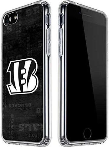 Skinit Clear Phone Case Compatible with iPhone SE (2nd & 3rd Gen) - Officially Licensed NFL Cincinnati Bengals Black & White Design in Saudi Arabia
