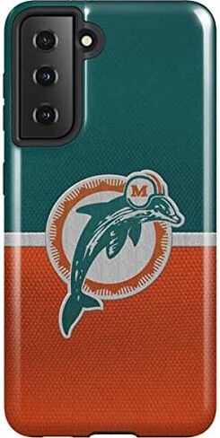 حافظة هاتف Skinit Pro متوافقة مع هاتف Galaxy S21 5G - تصميم طباعة استوائية مرخص رسميًا من NFL Miami Dolphins in Saudi Arabia
