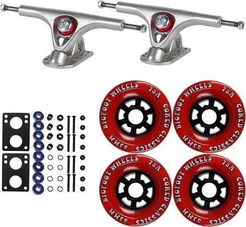 TGM Skateboards Premium Longboard Upgrade Kit with Paris Trucks, Wheels, Hardware, and ABEC 7 Bearings Kit - V2 180 Raw + Bigfoot 83mm 78A Red in Saudi Arabia