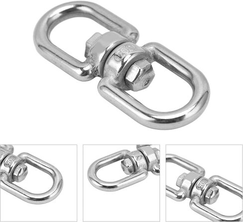 LiebeWH Double Ended Rotate Eye Hook Eye to Rotate Ring 304 Stainless Steel to Ring for Hammocks for Hanging Chairs for Swings (M8) in Saudi Arabia