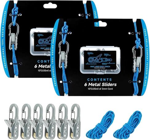 Rope with Roller Tensioner for Easy Secure Tying, 6-Pack Paracord Adjusters, Rope Tightening Tool & Tensioner for Camping, Boating Tie-Down Tool with Locking Buckle, Easy Pull Release Tie Down Kit (1) in Kuwait