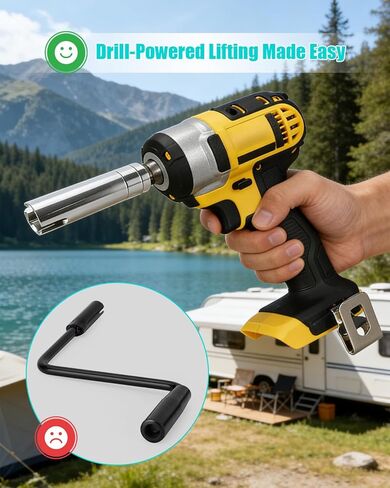 محول مقبض كرنك متوافق مع Coleman Fleetwood Pop Up Camper، ملحق مثقاب مقبس 3/8 بوصة لرفع رافعة المقطورة، استبدال الكروم عالي التحمل لرفع وخفض سقف العربة in Kuwait