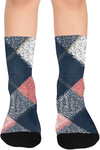 جوارب Bold Tartan Art للمشي لمسافات طويلة - جوارب شتوية حرارية سميكة دافئة للأطفال الصغار للأولاد والبنات للمدرسة، والارتداء اليومي والأنشطة الخارجية in Kuwait