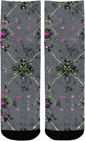 جوارب المشي لمسافات طويلة باللون الرمادي بطبعة نيون - جوارب شتوية حرارية سميكة دافئة للأولاد والبنات الصغار للمدرسة، والارتداء اليومي والأنشطة الخارجية in Kuwait