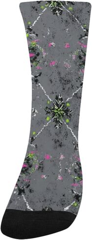 جوارب المشي لمسافات طويلة باللون الرمادي بطبعة نيون - جوارب شتوية حرارية سميكة دافئة للأولاد والبنات الصغار للمدرسة، والارتداء اليومي والأنشطة الخارجية in Kuwait