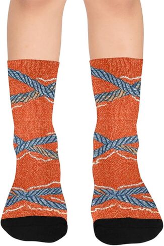 جوارب المشي لمسافات طويلة بطبعة حبل بحري - جوارب شتوية حرارية سميكة دافئة للأولاد والبنات الصغار للمدرسة، والارتداء اليومي والأنشطة الخارجية in Kuwait