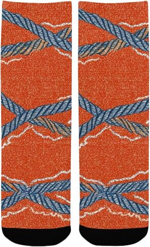 جوارب المشي لمسافات طويلة بطبعة حبل بحري - جوارب شتوية حرارية سميكة دافئة للأولاد والبنات الصغار للمدرسة، والارتداء اليومي والأنشطة الخارجية in Kuwait