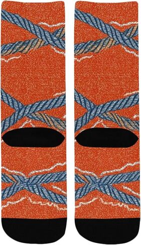 جوارب المشي لمسافات طويلة بطبعة حبل بحري - جوارب شتوية حرارية سميكة دافئة للأولاد والبنات الصغار للمدرسة، والارتداء اليومي والأنشطة الخارجية in Kuwait