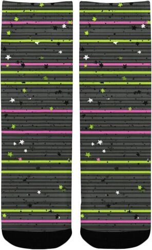 جوارب سوداء منقوشة باللون الأخضر النيون للمشي لمسافات طويلة - جوارب شتوية حرارية سميكة دافئة للأولاد والبنات للمدرسة، والارتداء اليومي والأنشطة الخارجية in Kuwait