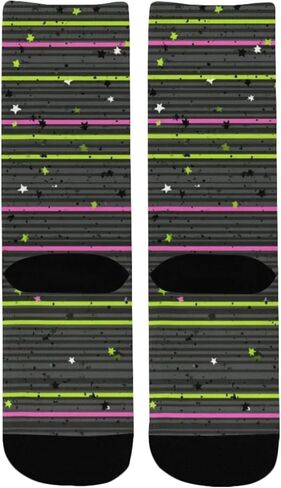 جوارب سوداء منقوشة باللون الأخضر النيون للمشي لمسافات طويلة - جوارب شتوية حرارية سميكة دافئة للأولاد والبنات للمدرسة، والارتداء اليومي والأنشطة الخارجية in Kuwait
