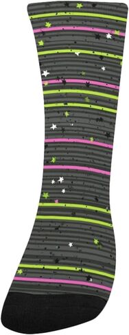 جوارب سوداء منقوشة باللون الأخضر النيون للمشي لمسافات طويلة - جوارب شتوية حرارية سميكة دافئة للأولاد والبنات للمدرسة، والارتداء اليومي والأنشطة الخارجية in Kuwait